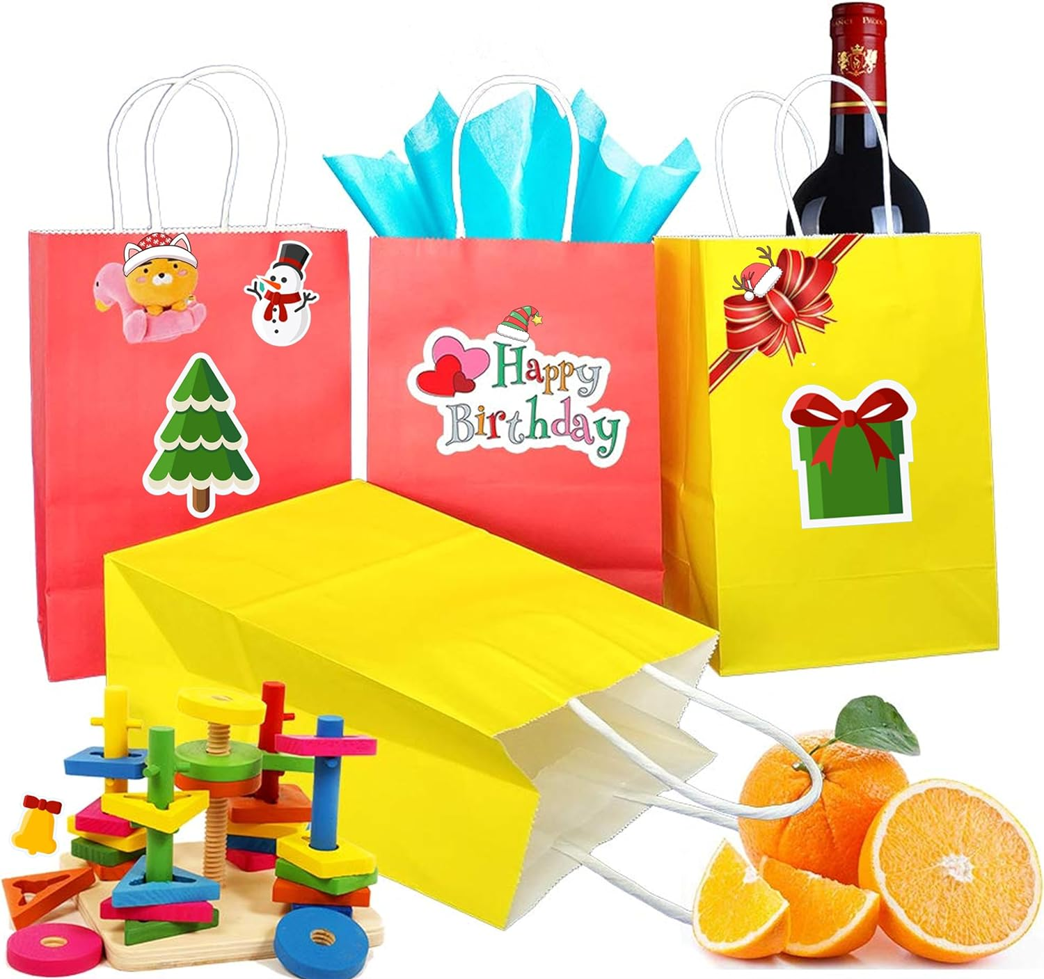 25 PCS Small Gift Bags Green Kraft Paper Bags with Handles for Party Favor Supplies by ADIDO EVA (8.2 X 6 X 3.1 In) image number 5