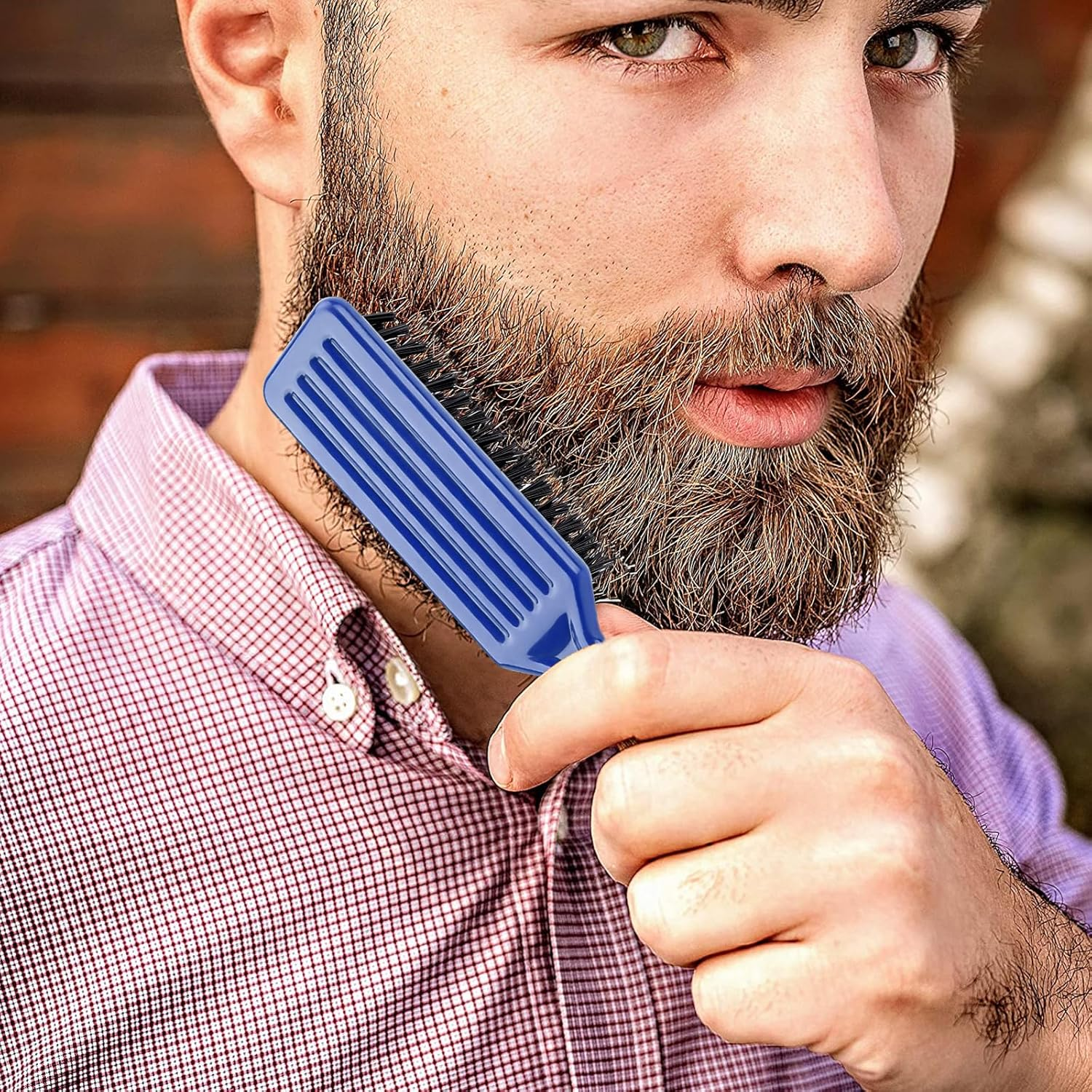 NICEMOVIC 10 Pcs Barber Clipper Cleaning Brush, Barber Accessories Cleaning Supplies, Blade Trimmer Cleaning Mini Brush Bulk Set Duster Manicure Nylon Brush Hair Styling Brush Tool (Black&Blue) image number 1