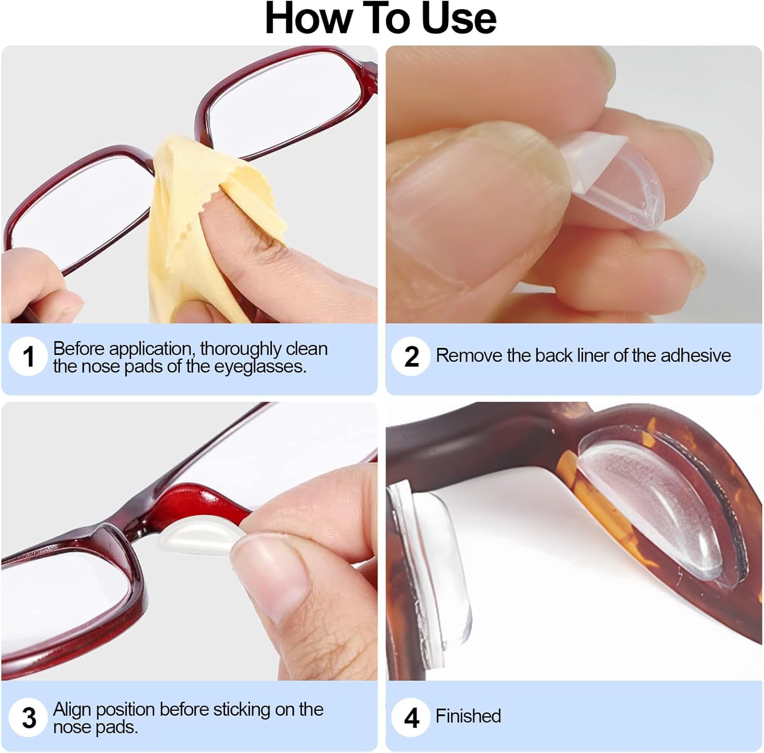 20 Pairs Silicone Nose Pads for Glasses - &zwnj;COZY CORE Ultra-Thin Comfort Grips with Strong Adhesive, Anti-Slip Air Chamber Design for Eyeglasses & Sunglasses (Clear)&zwnj; image number 4