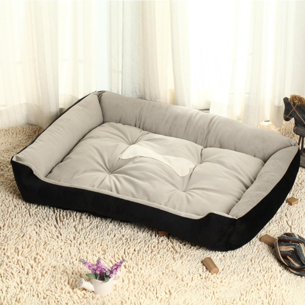 Dog Bed for Large Dogs Dog Crate Mat 36 Inch Comfy Fluffy Kennel Pad for Dogs up to 60 Lbs,Non-Slip Bottom Pet Sofa Bed 36" X 27" (Black) image number 3
