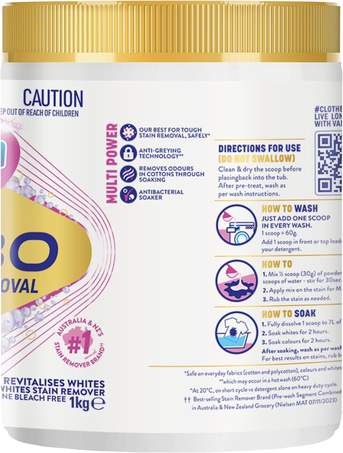 Vanish Napisan Gold Pro Turbo Oxi Action Crystal White Stain Remover Powder 1Kg image number 6