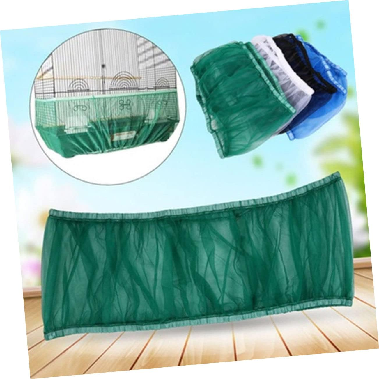 Alasum Mesh Bird Cage Catcher Cover Skirt Large White Heavy Duty Elastic Bird Cage Skirt for Seed Scatter Protection Breathable Mesh Netting Fits Cup Area Machine Washable image number 1