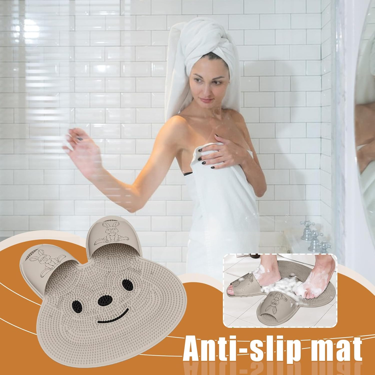 Shower Foot Scrubber Mat - Silicone Foot Washer for Shower,Non-Slip Brush Feet Cleaner Bathroom Accessories, Cleaning Supplies for Women Men Elderly Scrubbing image number 4