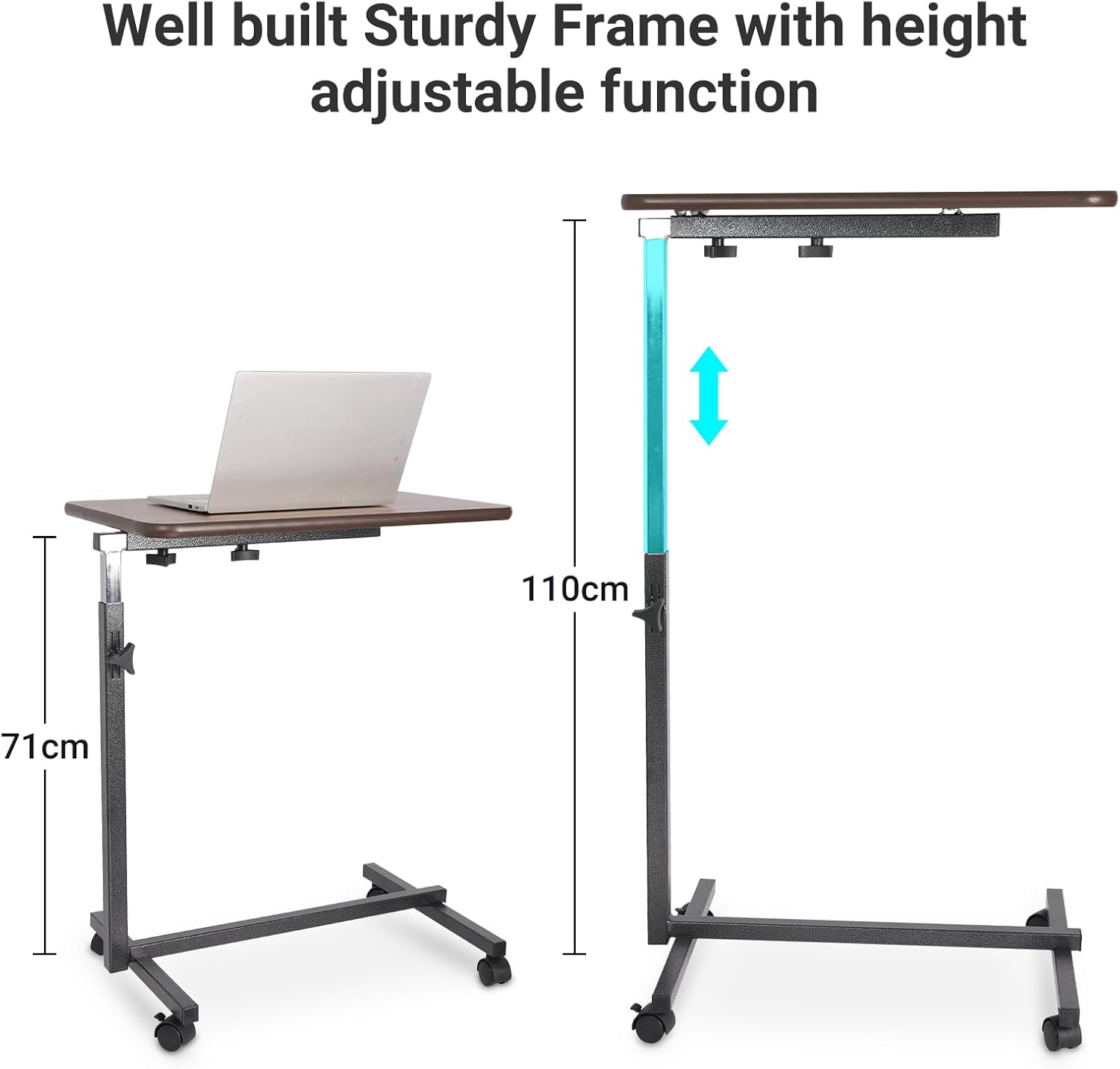 Altus Overbed Table over Chair Bedside Height Adjustable Walnut Desktop image number 2