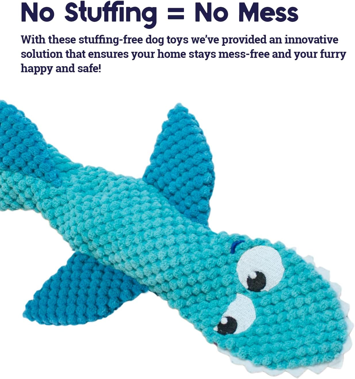 Petstages Stuffing-Free Floppy Shark Plush Dog Toy, Large image number 2