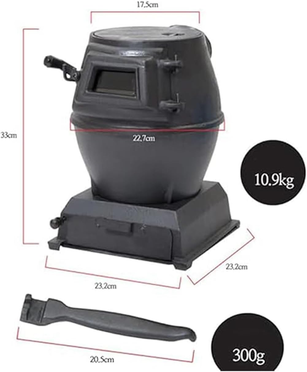 Cast Iron Wood Burning Stove, Portable Wood Burning Compact Camp Stoves, Pure Cast Iron Coal Fire Wood Stove, Viewing Window, for Home, Heating, Cooking, Camping, Hiking image number 3