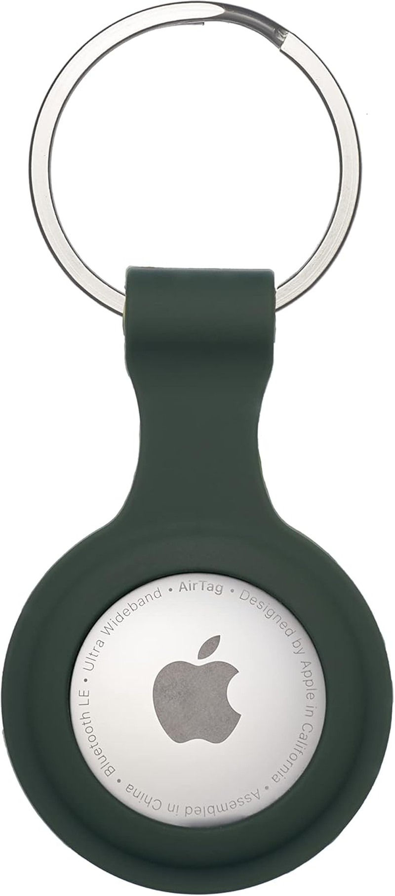 Silicone Keyring Case with Hook &ndash; Compatible with Apple Airtag GPS Tracker &ndash; Anti-Lost, Anti-Scratch, Shock Resistant &ndash; for Keys, Bags, Luggage, Pet Collar (Dark Green) image number 3