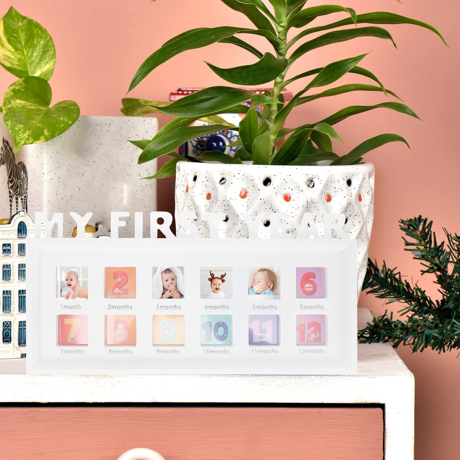 Kisangel Memorial Picture Frame 12 Photo Frame Picture Frame My First Photo Album for Baby Infant Photo Kid Infant Photo Frame Essentials PVC Film White Child Newborn Clip Photo Frames image number 4