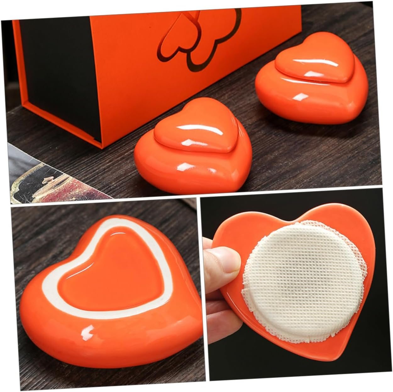 SHOWERORO Creative Heart-Shaped Ceramic Tea Jar Souvenir Lid Storage Container for Tea-Leaf Empty Jar for Home Decor image number 5