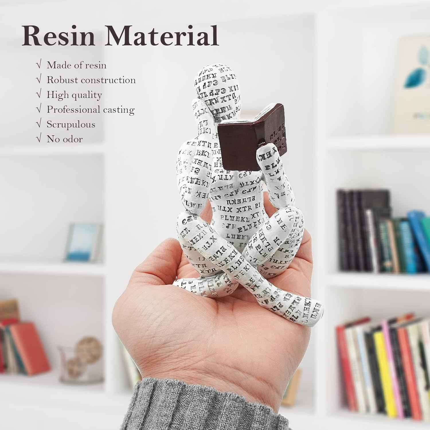 Reading Woman Figurine, Home Decor Pulp Reading Woman Figurine Thinker Statue Aesthetic Sculpture Room Decor Modern Abstract Decoration on Shelf Table Desk for Living Room Office Bedroom image number 2