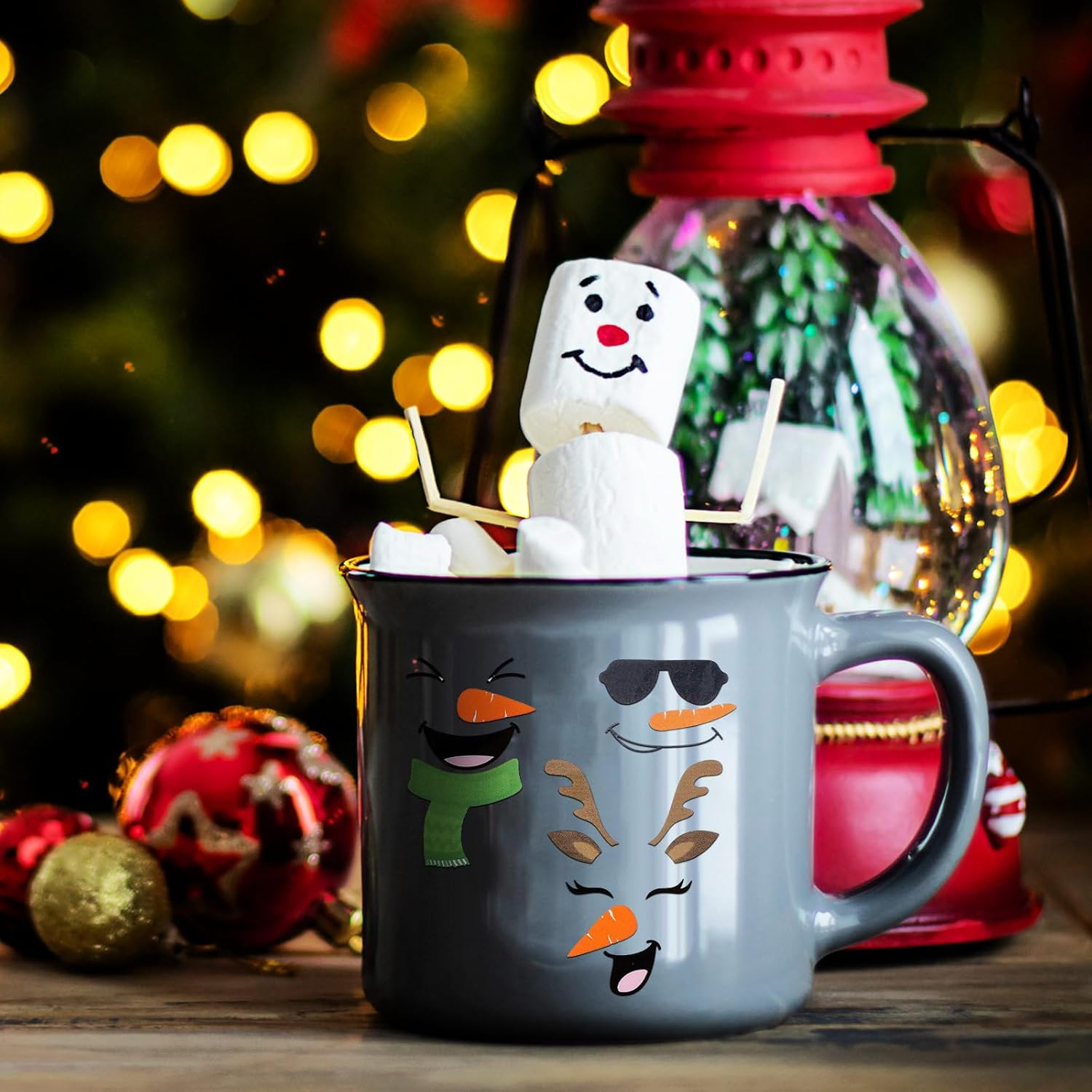 Nezyo 60 Pieces Christmas Snowman Stickers for Crafts Small Snowman Face Decals Vinyl Sticker for Xmas Window Refrigerator Wall Door Art Decorations Party Favor Decor Supplies image number 4