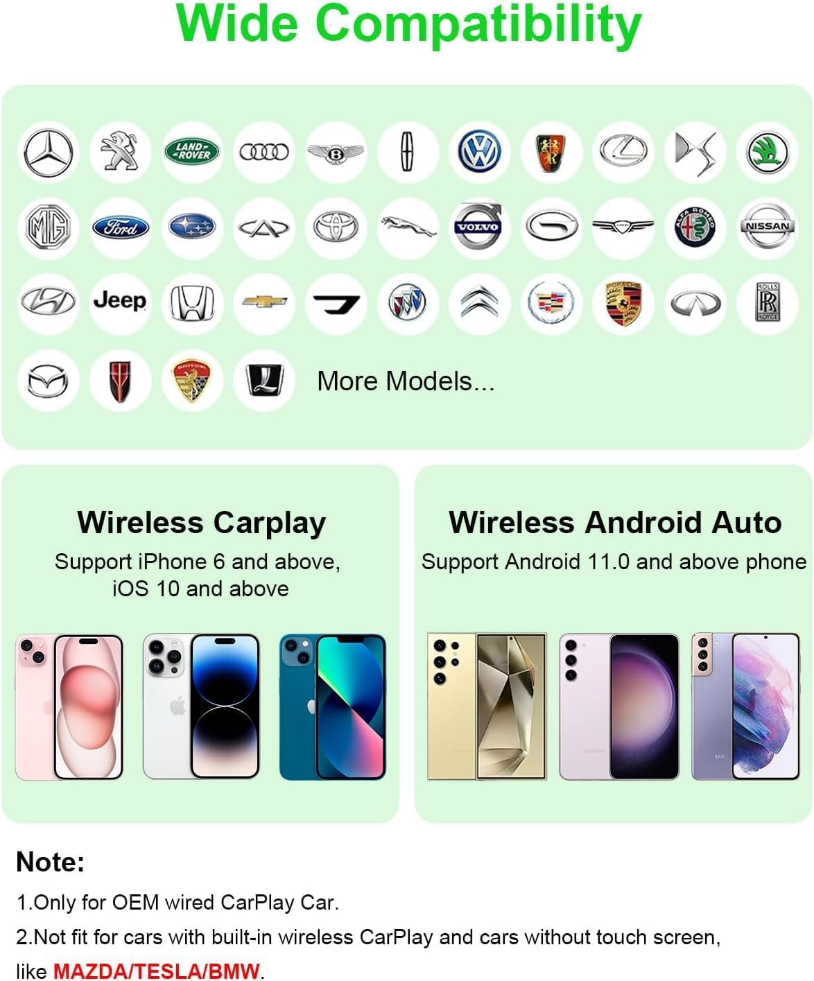 5 in 1 Wireless Carplay Adapter and Android Auto Adapter Support Netflix/Youtube, Carplay Ai Box Convert Carplay Dongle TF Card/U Disk Magic Link for OEM Wired Carplay/Android Auto Cars image number 1