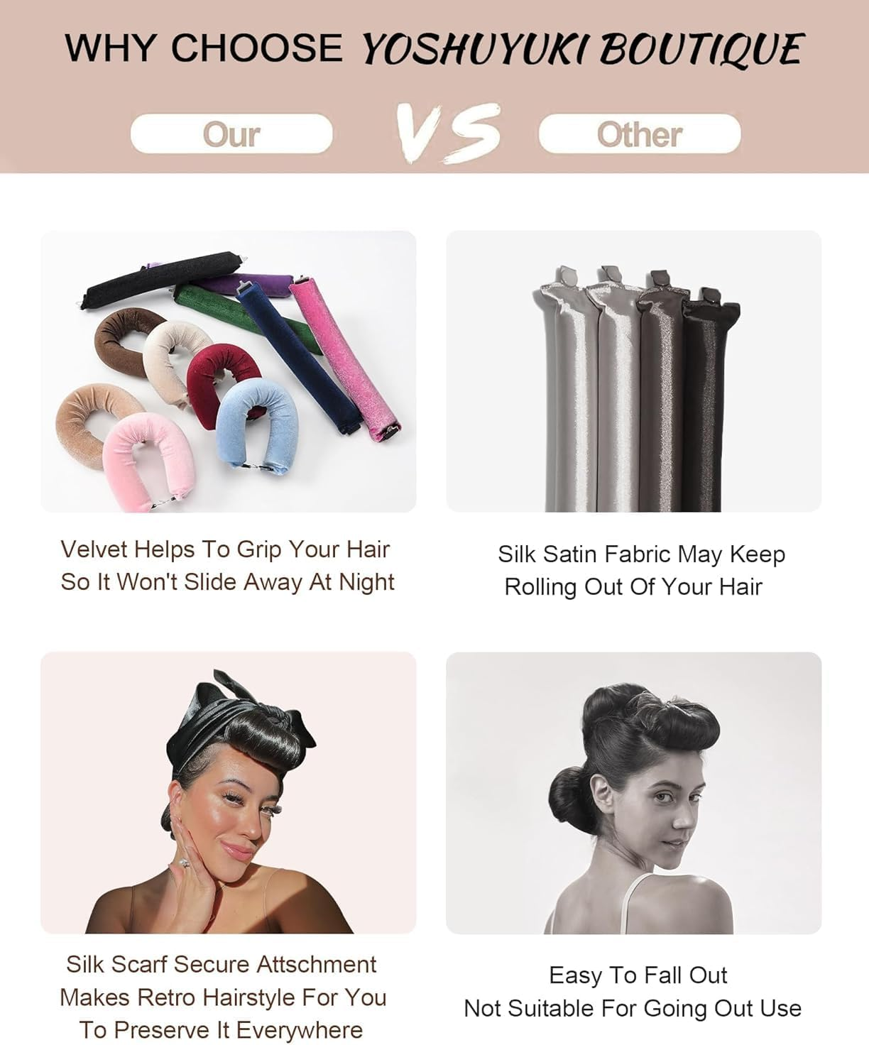 Migugaga Heatless Hair Curler to Sleep Heatless Curls Overnight Blowout Rods Headband No Heat Curlers Curling Set, Jumbo Rods Foam Hair Rollers for Fine Thin Hair Big Curls Styling Tools - Brown image number 2