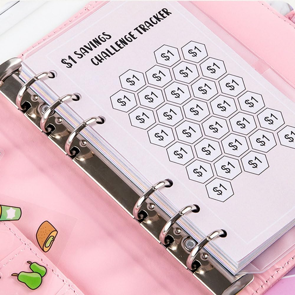 48 Sheets 100 Envelopes Money Saving Challenge Binder Trackers,6 Ring A6 Binders Savings Challenge Trackers Cards for Budget Planner,Savings Challenge Multiple Budget Sheets for Cash Stuffing Binder image number 1