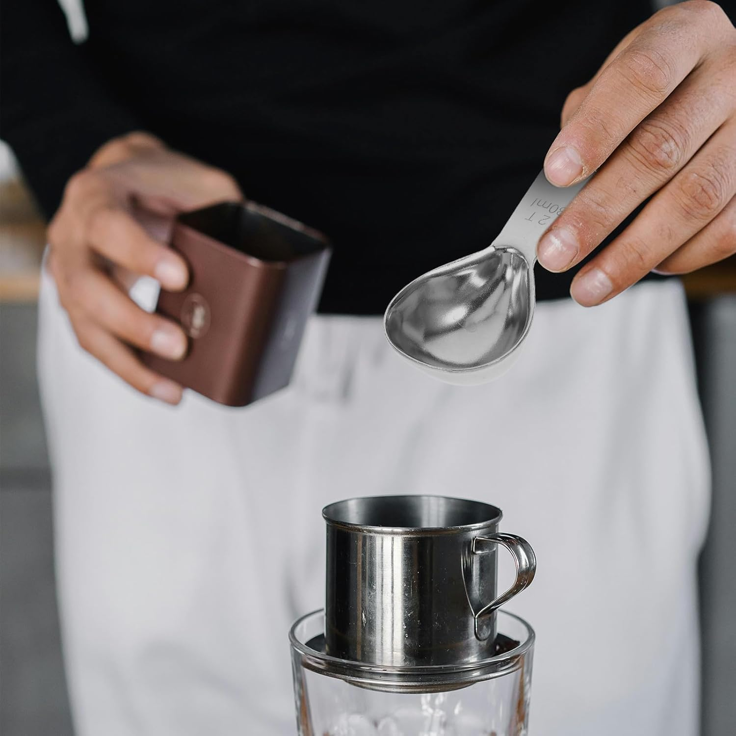 HOUDERCO 2Pcs Stainless Steel Coffee Scoops 2-Tablespoon 30Ml Measuring Spoons Short Handle for Coffee Beans, Tea, Powdered Milk and Seasoning, Kitchen Baking Ingredient Scoopers image number 4