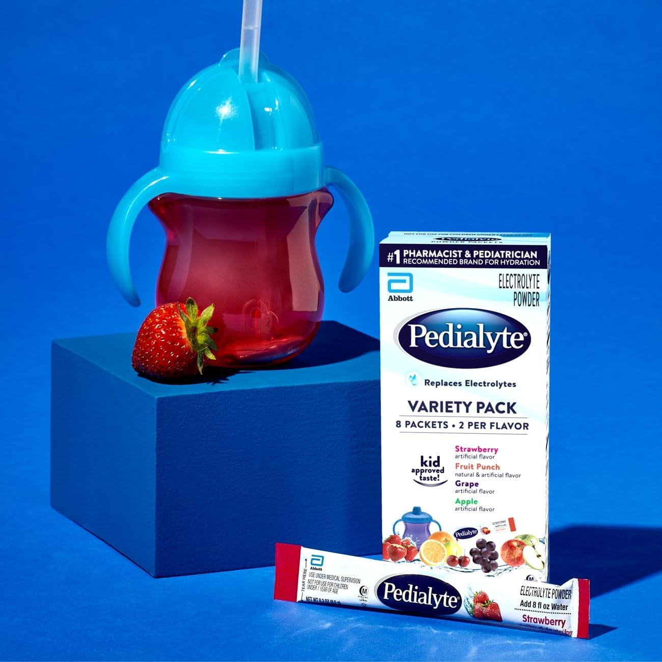 Pedialyte Electrolyte Powder, Electrolyte Drink, Variety Pack, Powder Sticks, 0.3 Oz, 8 Count image number 2