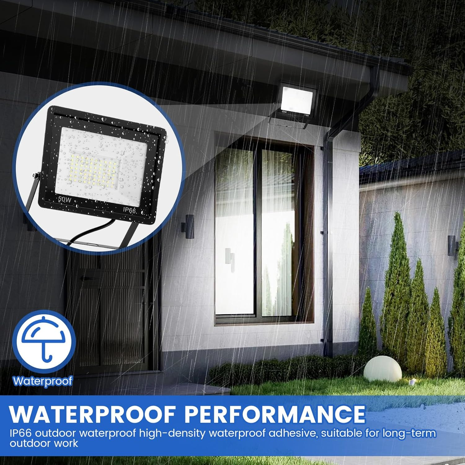 Led Floodlight Aluminium Outdoor Lighting High Brightness 100 W Non Glare Waterproof Linear Spotlight for Patio Deck Garden Facade(Black)