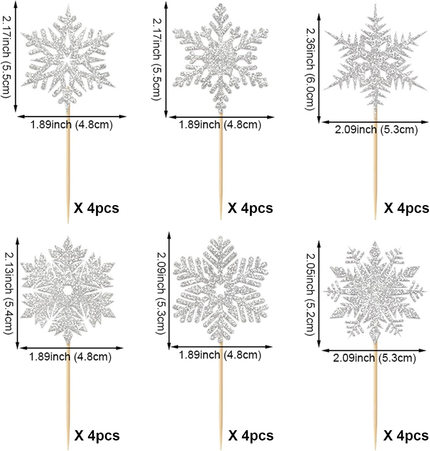 24Pcs Snowflake Cupcake Toppers Glitter Winter Little Snowflake Cupcake Picks for Winter Wonderland Themed Baby Shower Kids Birthday Christmas Party Cake Decorations Supplies - Pink image number 3