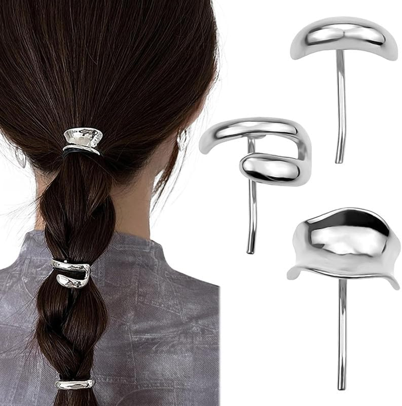 3Pcs Metal Ponytail Cuff Hair Tie Ponytail Holder Hair Clip Barrettes,Metal Ponytail Holder Hair Clip,Metal High Ponytail Buckle Hair Clip,Ponytail Holder Hair Clip High Ponytail Buckle Clips,Gold