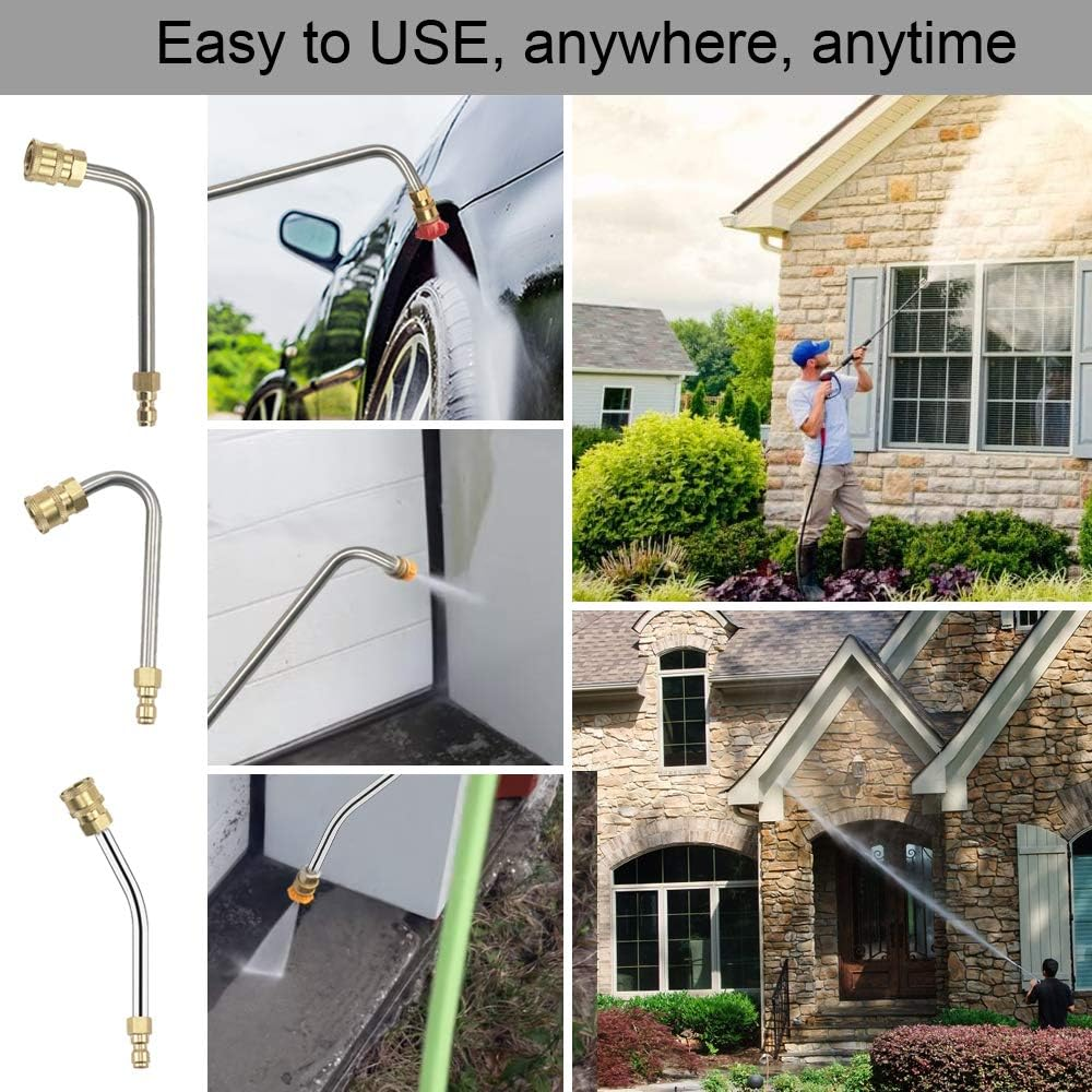 Pressure Washer Extension Wand Set - Selkie Upgrade Power Washer Lance with Spray Nozzle Tips,30&deg;,90&deg;,120&deg; Curved Rod, 1/4&rsquo;&rsquo;Quick Connect, for Anti-Leaked Ring 4000 PSI image number 1