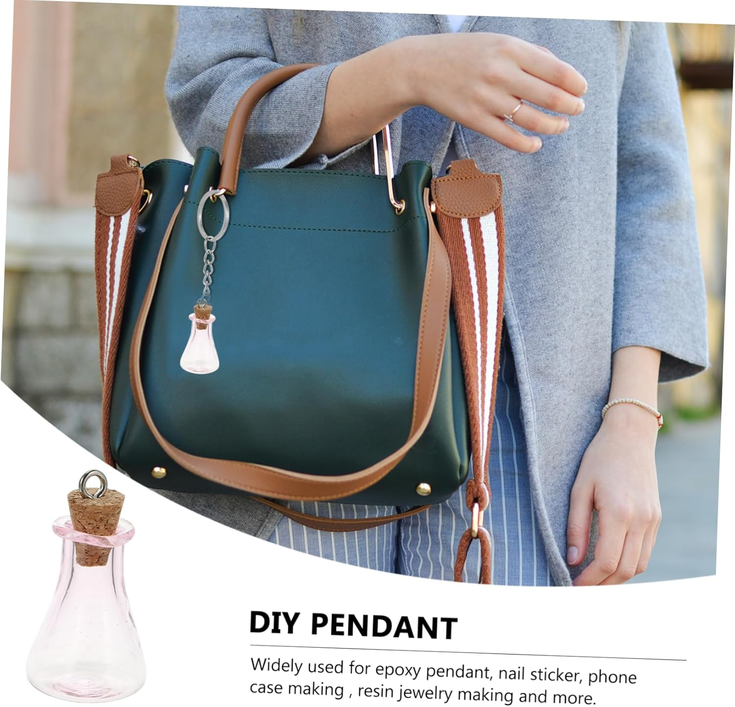 STOBAZA Glass Bottle Pendant Mini Square Drift Bottles Craft Decors for Hanging Ornaments - Pink image number 5