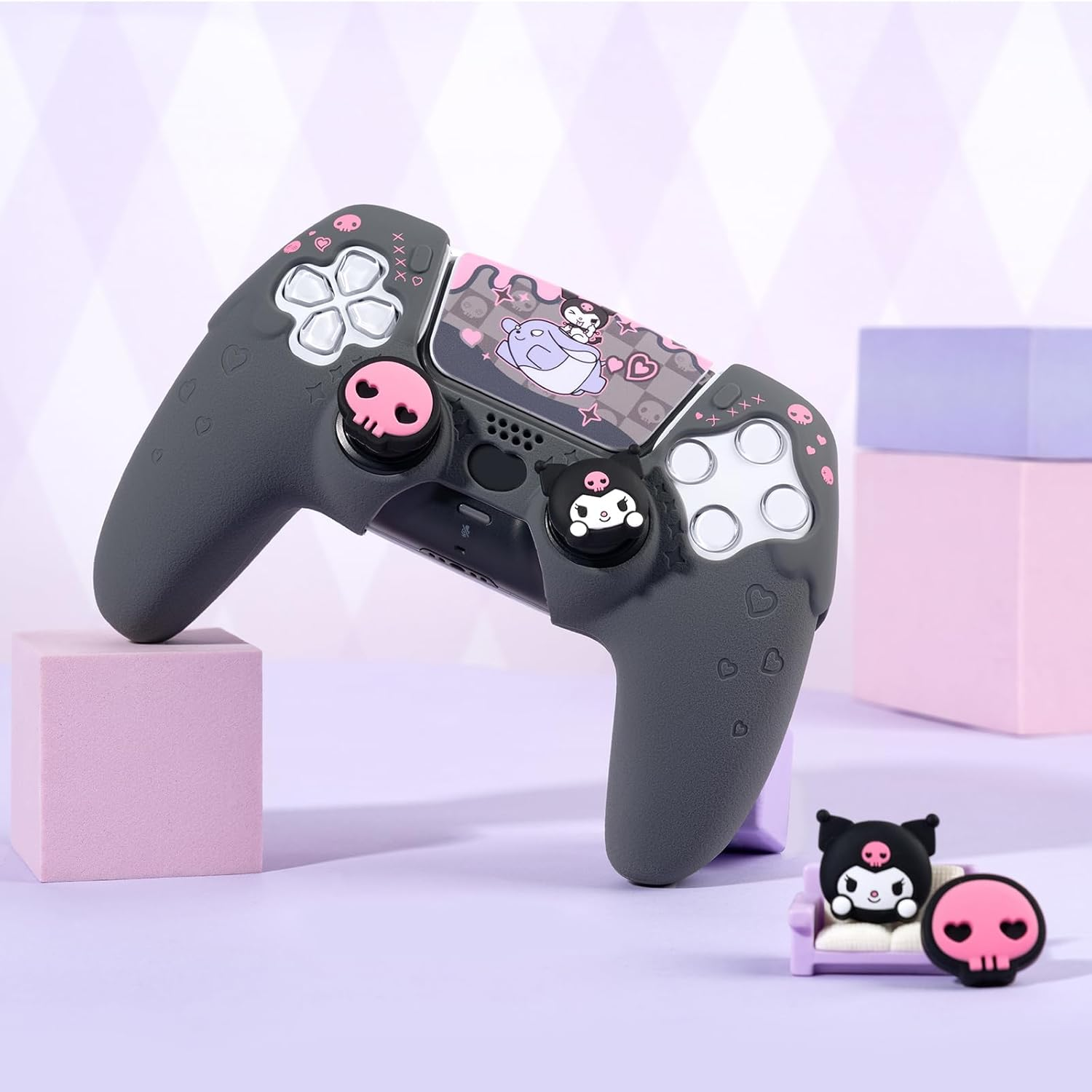 Kuitmor Silicone PS5 Controller Cover Skin Set,Anti-Slip Soft Protective Case for Ps5 Wireless Controller with 2 Thumb Grip Caps and 1 Sticker image number 2