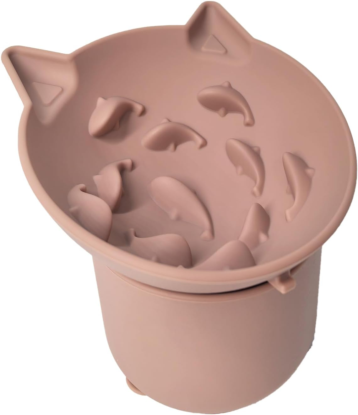 Elevated Cat Bowls Raised Cat Bowls for Food and Water, Slow Feeder Cat Food Dish Whisker Friendly, anti Vomit Cat Bowls Microwave and Dishwasher Safe, Great Height for Cat (Pink, 9.6X9.6X10Cm)