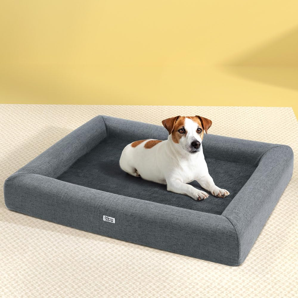 Pet Bed Dog Cat Large Calming Soft Cushion Egg Crate Washable Grey 90Cm image number 4