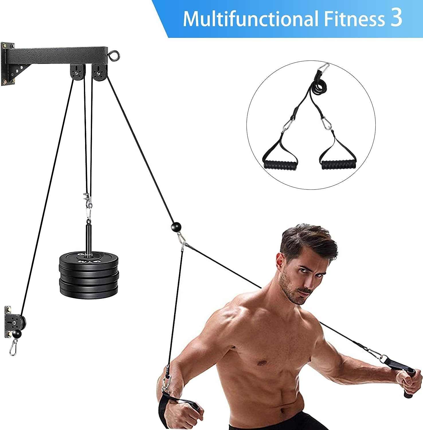 Pulley System Gym Cable Machine LAT Pulldown Attachments Chest Expansion Training Exercise and Fitness Home Gyms image number 5