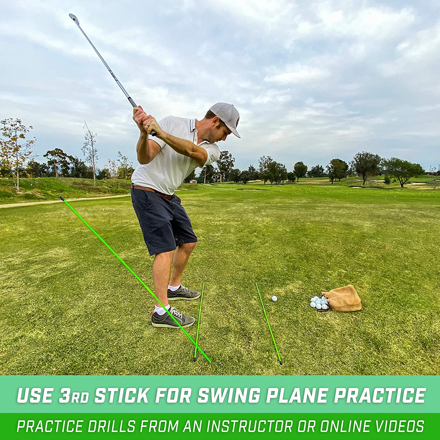 Gosports Golf Alignment Training Sticks 3 Pack - 48 Inch Golf Alignment Aid Practice Rods image number 1