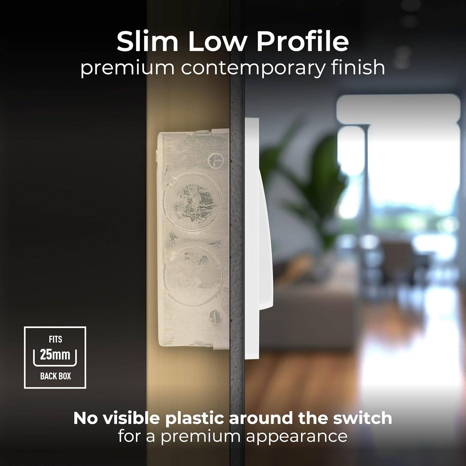 BG Electrical Single Wall Light Switch, Wide Rocker, 2 Way, Screwless Front Plate, round Edges, Evolve, Pearlescent White, 20A, 16AX, PCDCL12WW image number 6