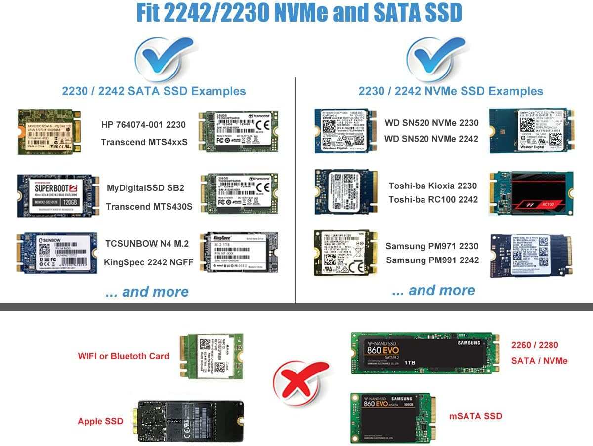 Elecgear USB Mini Enclosure for 2230/2242 Nvme and SATA M.2 SSD, Pcie and Serial ATA Aluminum Housing Case with Magnet Cap, 10Gbps Flash Drive Internal Memory Stick Card Reader (NV-2242A) image number 6