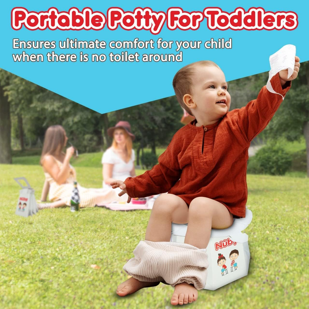 Nuby Disposable Travel Potty with Liner - Foldable and Portable Potty; Toddler Potty Essential for Camp, Trips, & Car Rides - Travel Potty for Toddler, 1 Pack image number 4