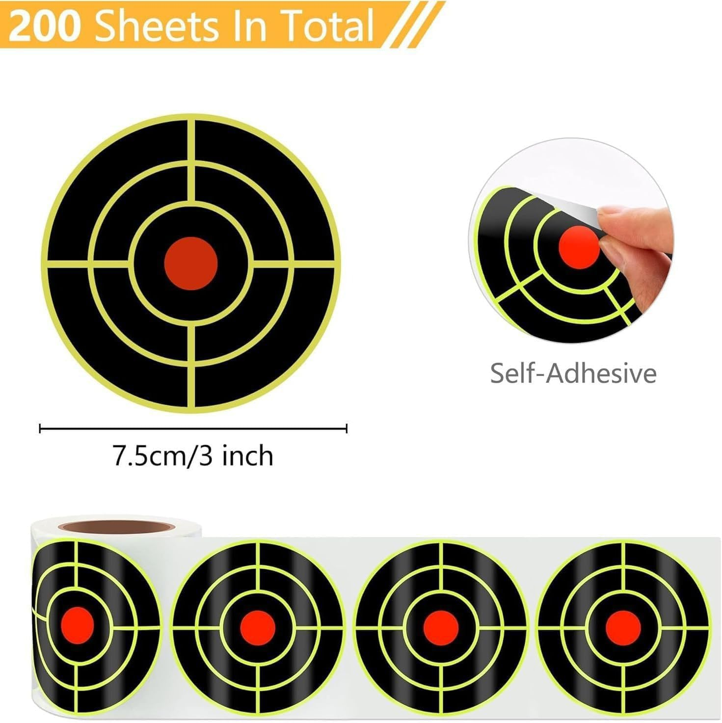Songholee 200Pcs Adhesive Target Stickers 3 Inch Shooting Targets Paper Dots Labels Reactive Targets for Shooting Range Adhesive Shot Target Stickers Splatter for Metal Target Racks Cardboard - Red image number 2