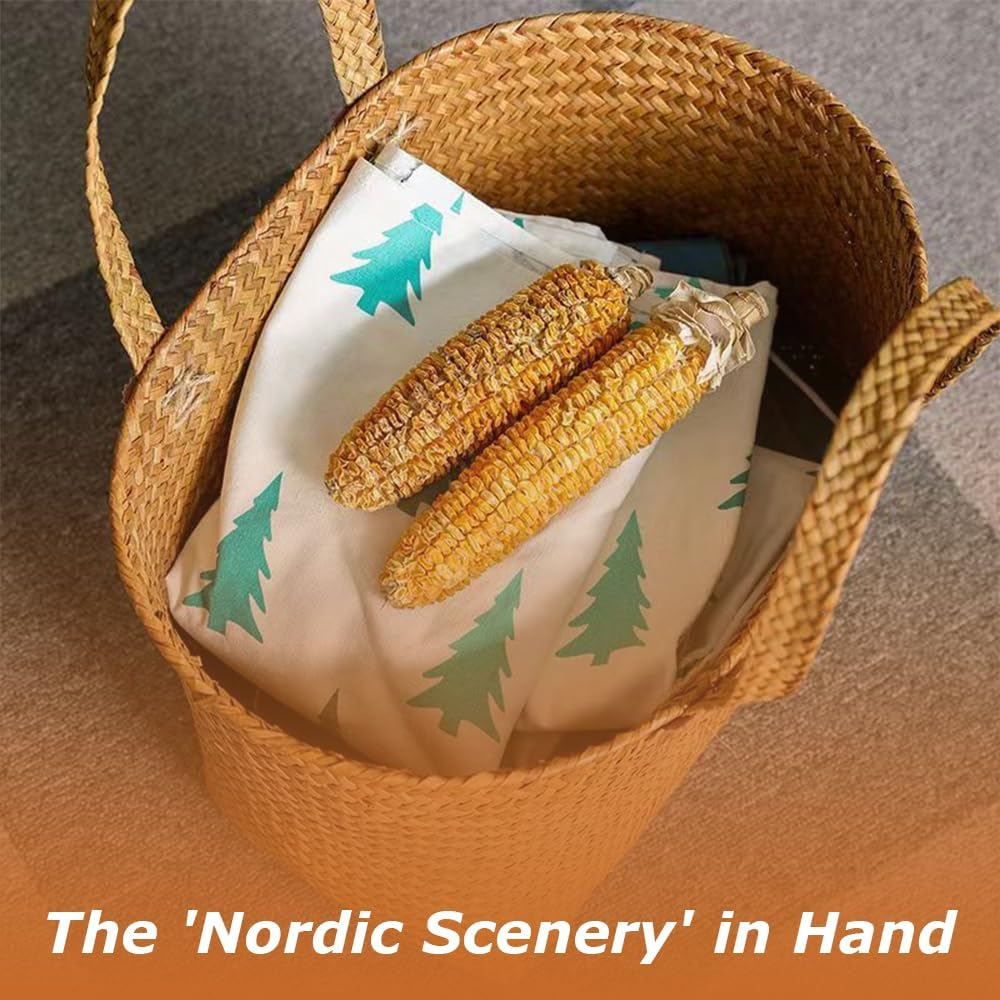 Handwoven Grass Storage Basket/Grocery Bag,Environmentally Friendly Shopping Bag Seagrass Tote,Basket for Decoration,Picnic, Groceries and Toy Storage