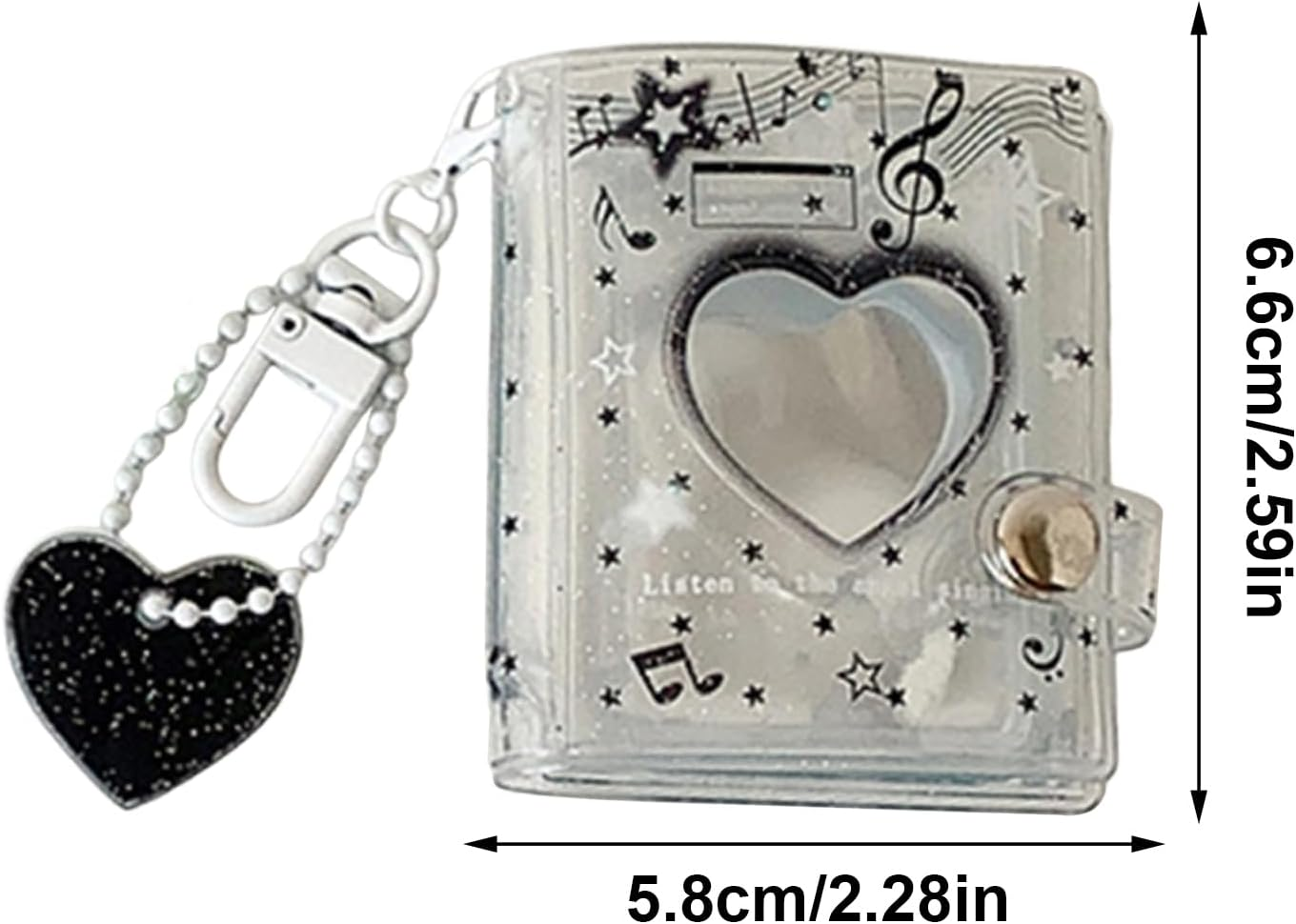 Fruusv Keychain Picture Holder,12 Pockets Double-Sided Bag Charm - 2 Inch Photos Storage Holder Keychain | for Wedding Birthday School Travel Office Luggage Backpack Wallet Handbag Kids Adults - Black image number 3