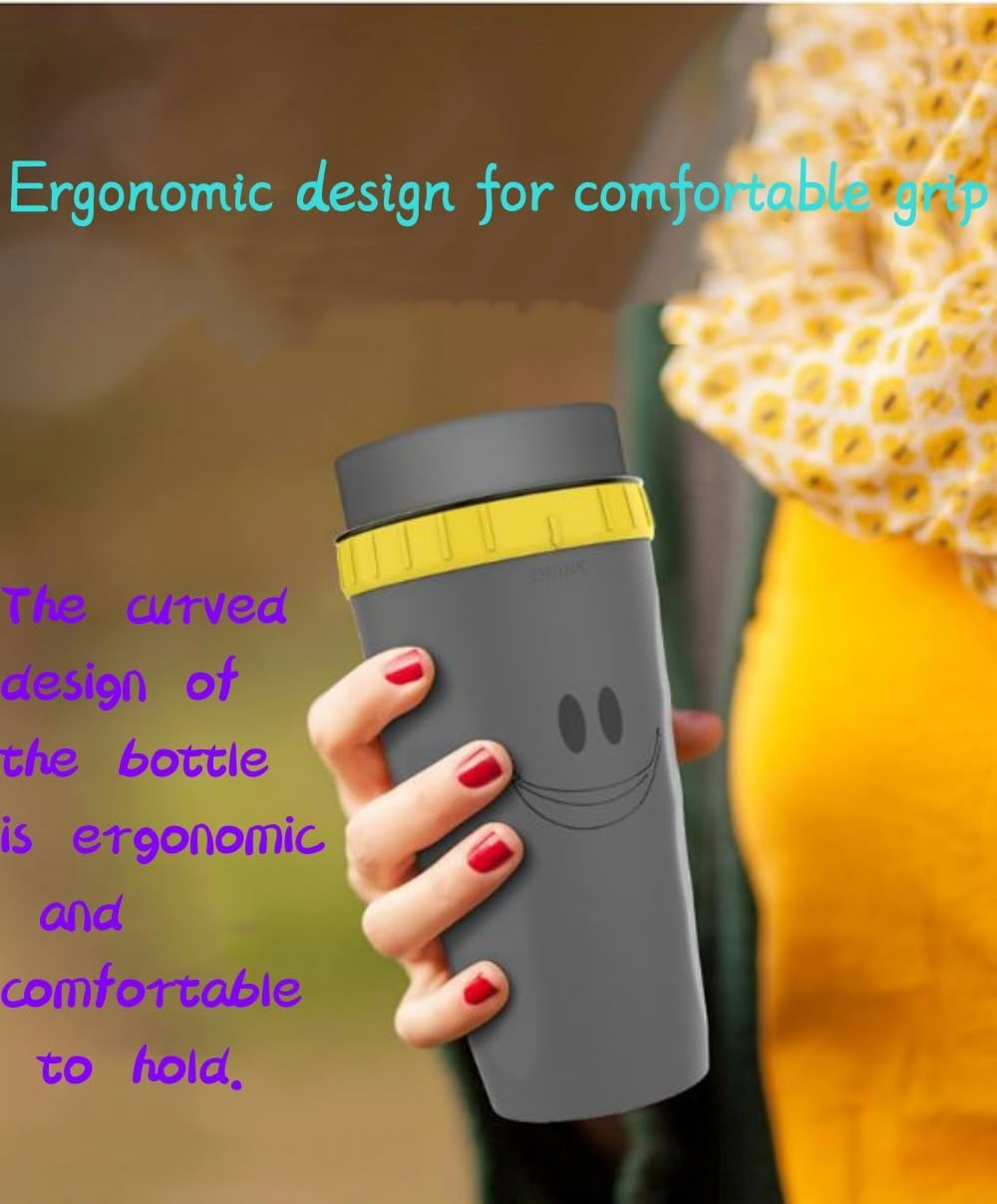 Twizz Cup, Twizz Coffee Cup, No Lid Missing, Twizz Travel Mug with Straw, Unique Twist Leak Proof Design,Cupportable Anti-Spill Creative Water Cup(Yellow-Smile Face) image number 2