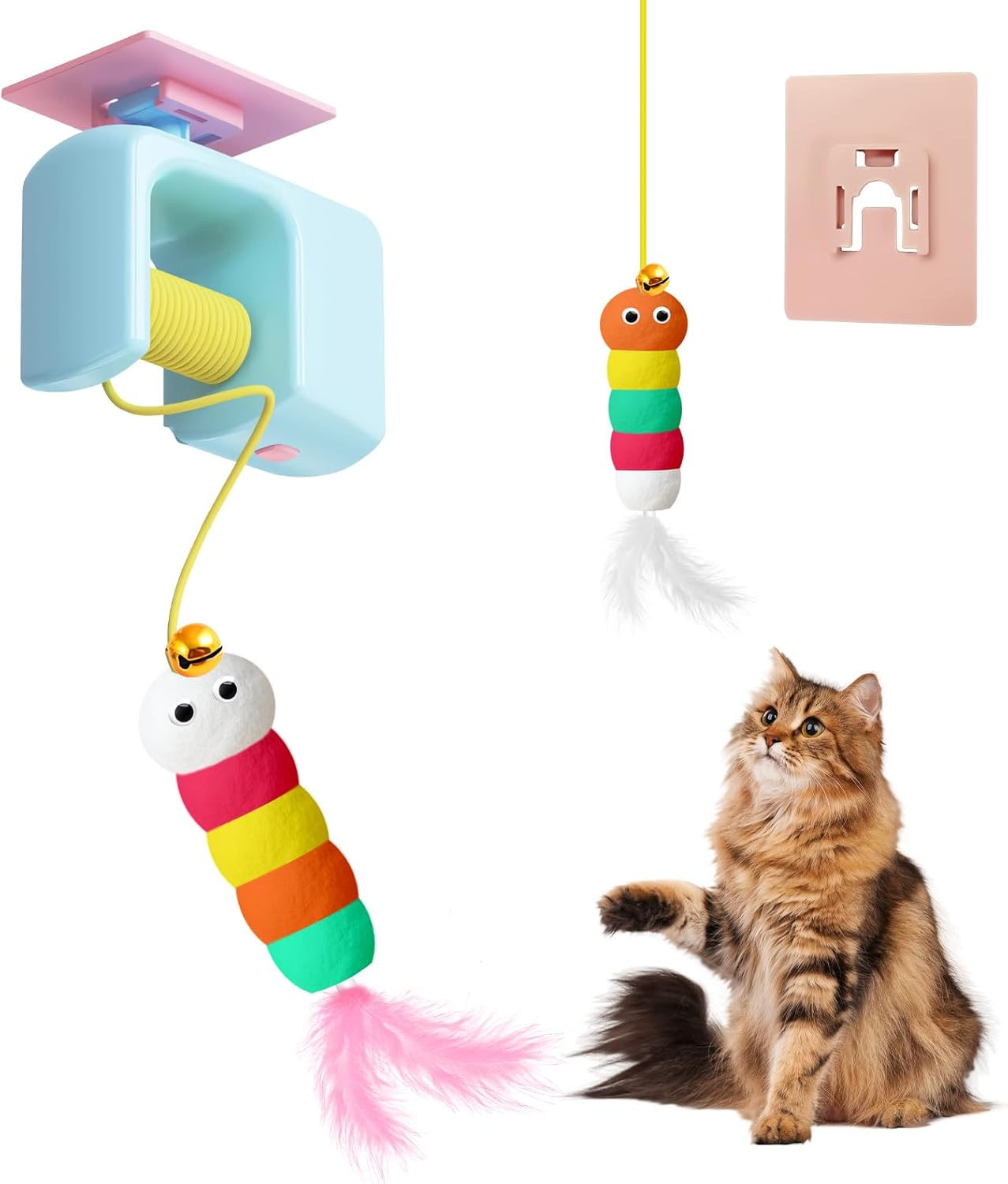 Mesen Cat Toy Self-Employment Door for Cats, Cat Toys Door Frame Electric, Interactive Cat Toy Door Hanging with 2 Feather Toys, Cat Toy Rechargeable image number 1