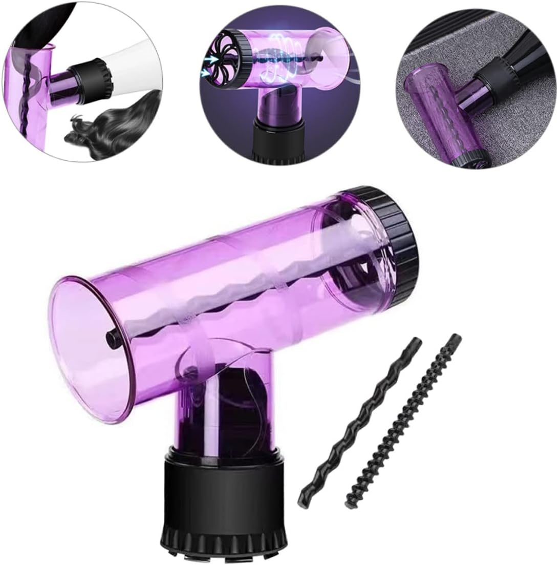 SHERCHPRY Curling Hair Dryer Diffuser Attachment Travel-Friendly Hair Curling Tool Purple for Large Waves and Curly Styles image number 6