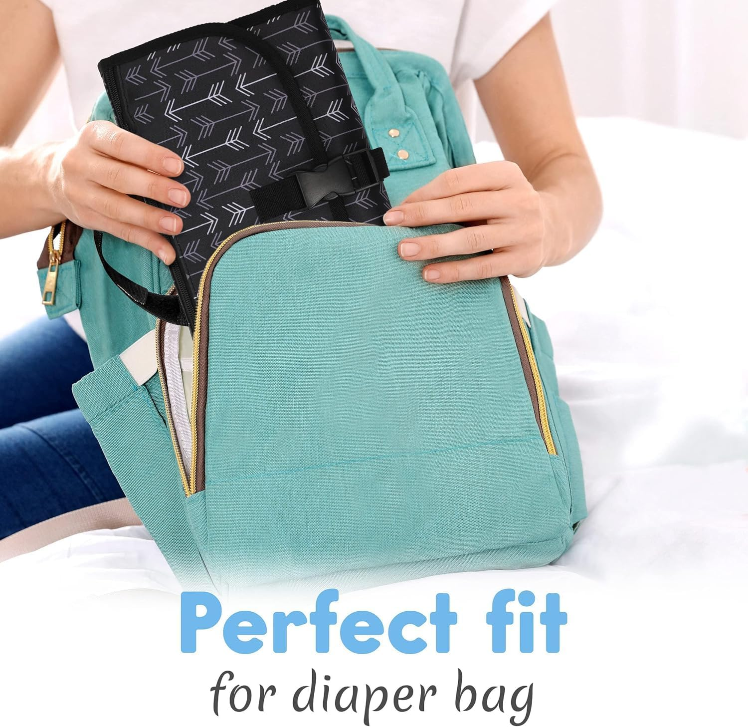 Portable Diaper Changing Pad for Baby, Portable Changing Pad for Newborn Girl & Boy, Waterproof Baby Changing Mat, Foldable and Detachable Diaper Changing Station with Baby Wipes Pockets, Baby Gift image number 4