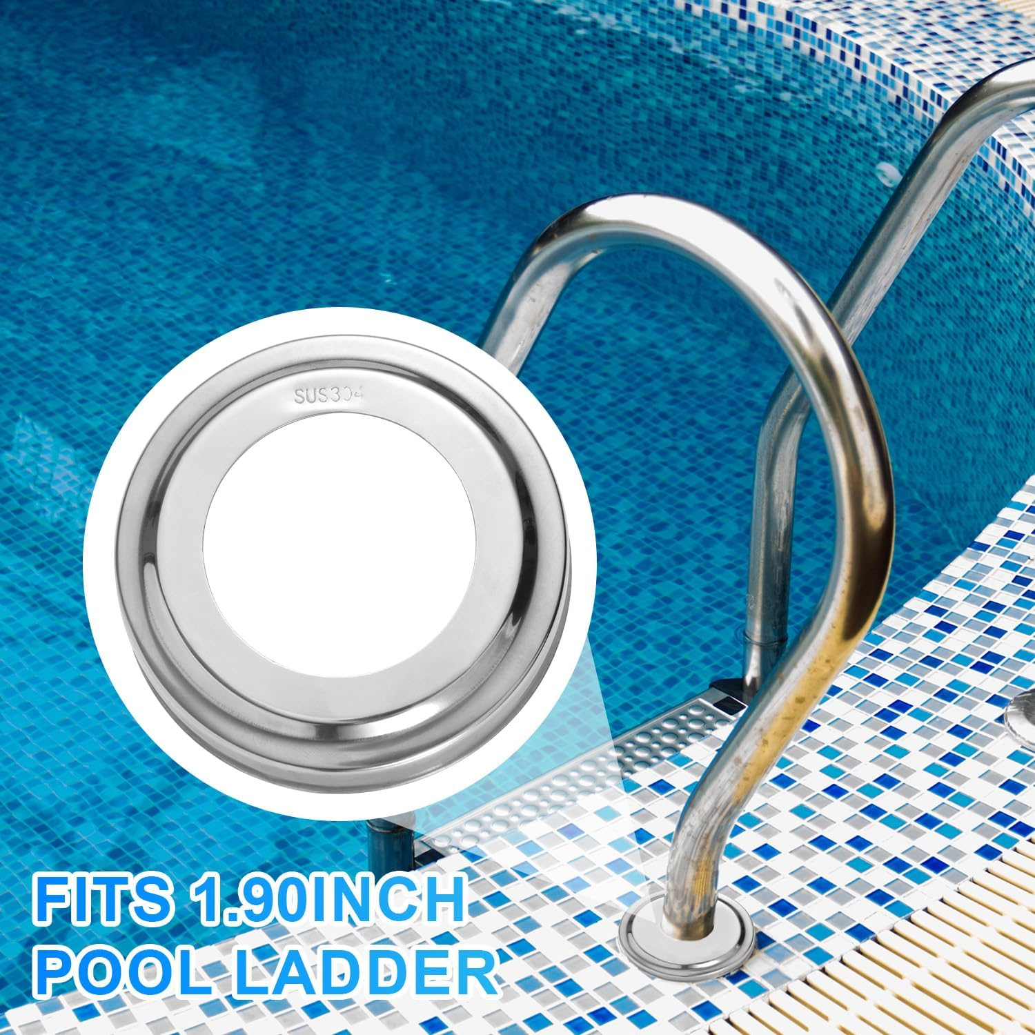 2Pcs Pool Ladder Bumper, White Pool Step Rubber End Caps for 1.9 Inch/4.82Cm Pool Ladder Pipes Pool Protective Liner Pool Ladder Refill Parts for Inground Pools image number 3