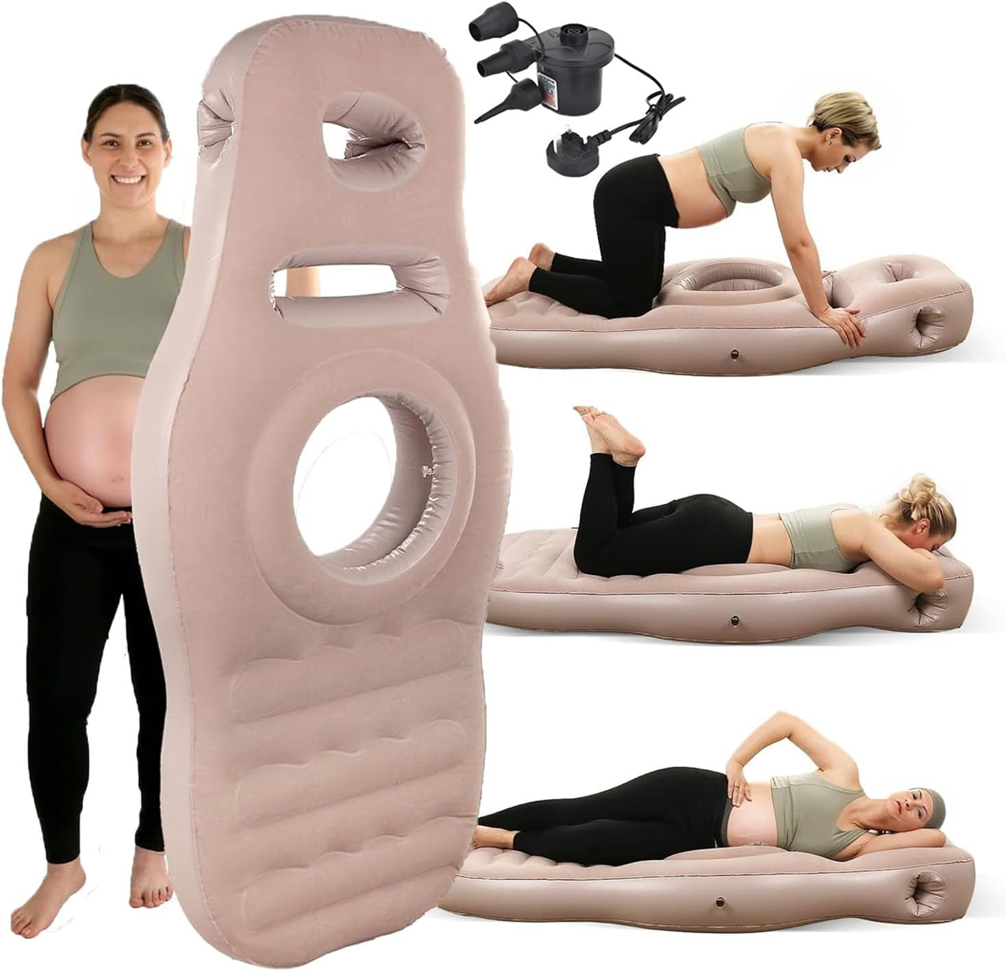 Inflatable Full Body Pregnancy Pillow, Full Body Maternity Airbed with Belly Hole for Comfort, Prone Sleeping Support for Pregnant Women (Camel, 170 * 65 * 22Cm) image number 2