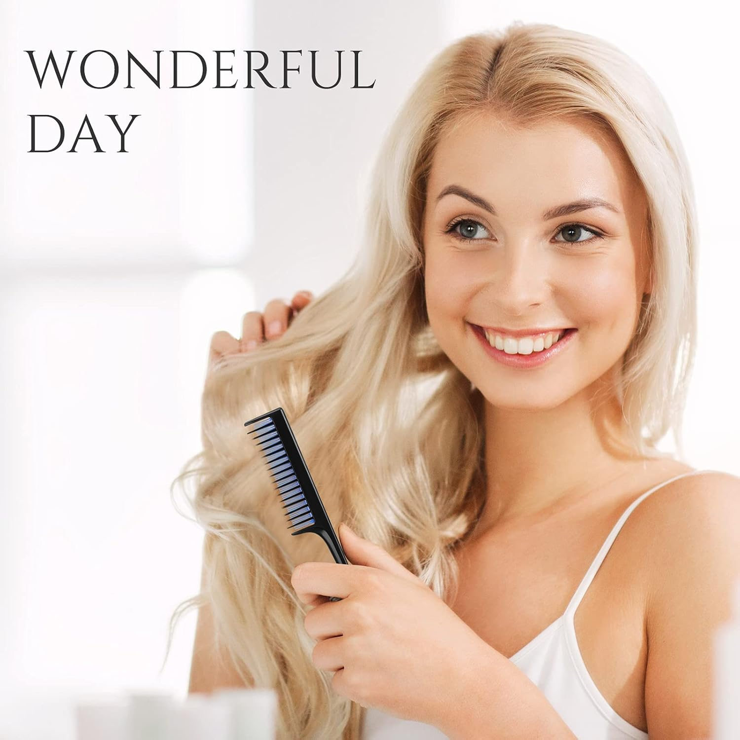 Leinuosen 3 Pcs Triple Teasing Comb for Women Plastic Rat Tail Comb Heat Resistant Pintail Tease Layer Tool for Thick Fine Hair Styling Backcombing Volume Structure(Black and Red Blue Pink) image number 3