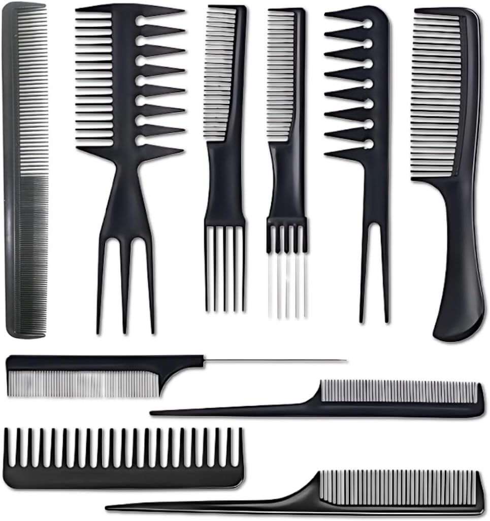 10 Pcs Hair Brush Set, Double Comb, Mouse Tail Comb, Edged Hair Comb, Tease Comb, Home Comb, Drawn Hair Comb image number 5