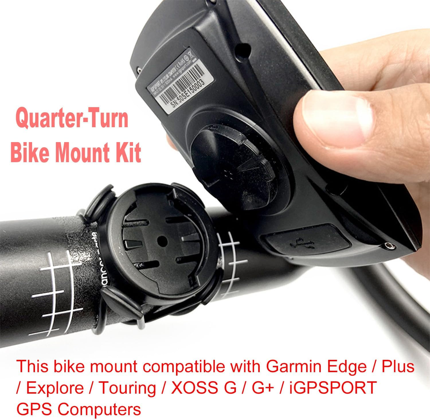 2 Sets Quarter-Turn Bike Mount Kit Compatible with Garmin Edge/Plus/Explore/Touring/Xoss G/G+ Cycling Mount Quarter Turn Edge GPS Computer Bracket Bicycle Extended Mount MTB Accessories image number 3