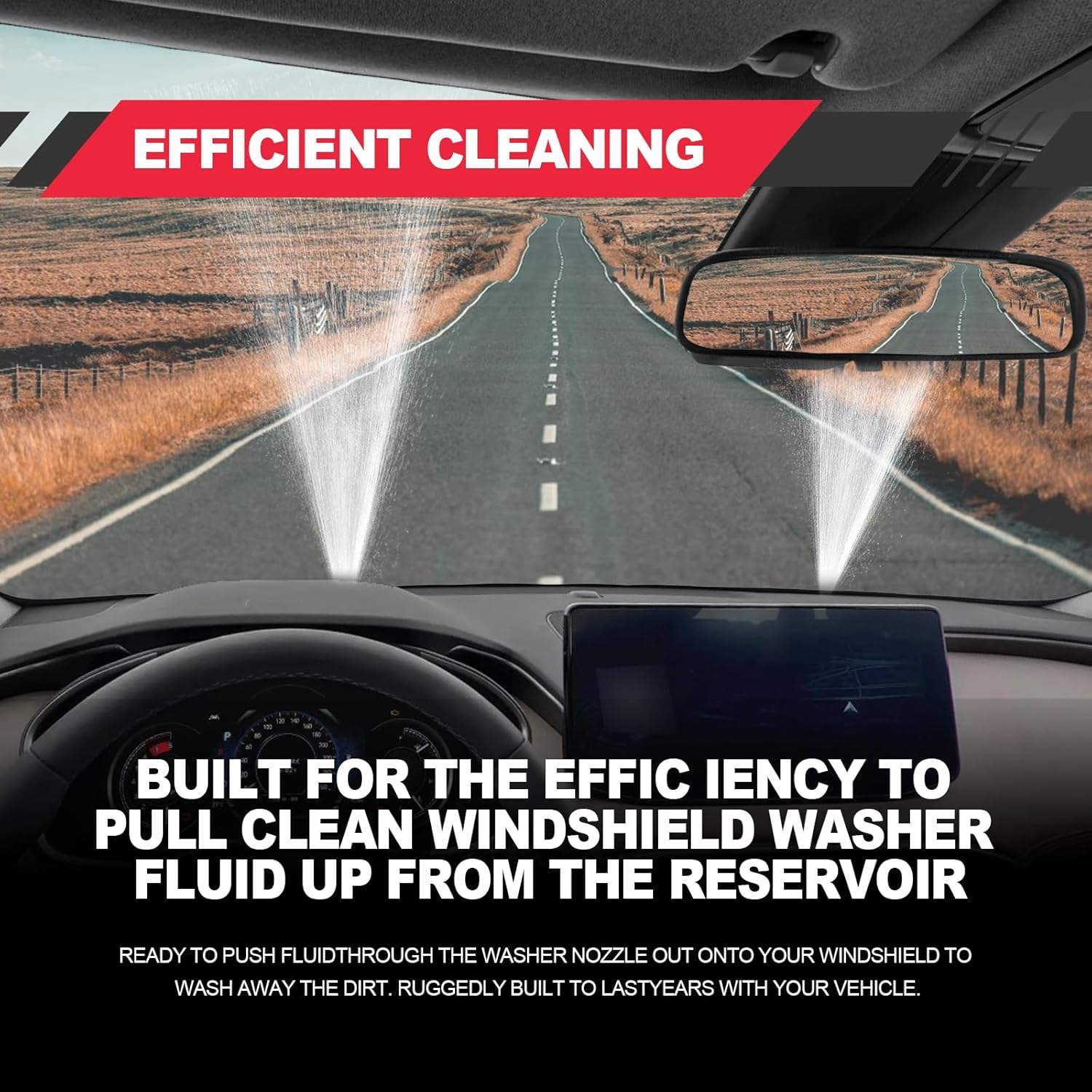 Windshield Washer Pump, Compatible with Hyundai, Kia, Replaces OEM: 98510-1C100, 98510-26100, 98510-1W000, 98510-2K000, Washer Fluid Pump with Grommet