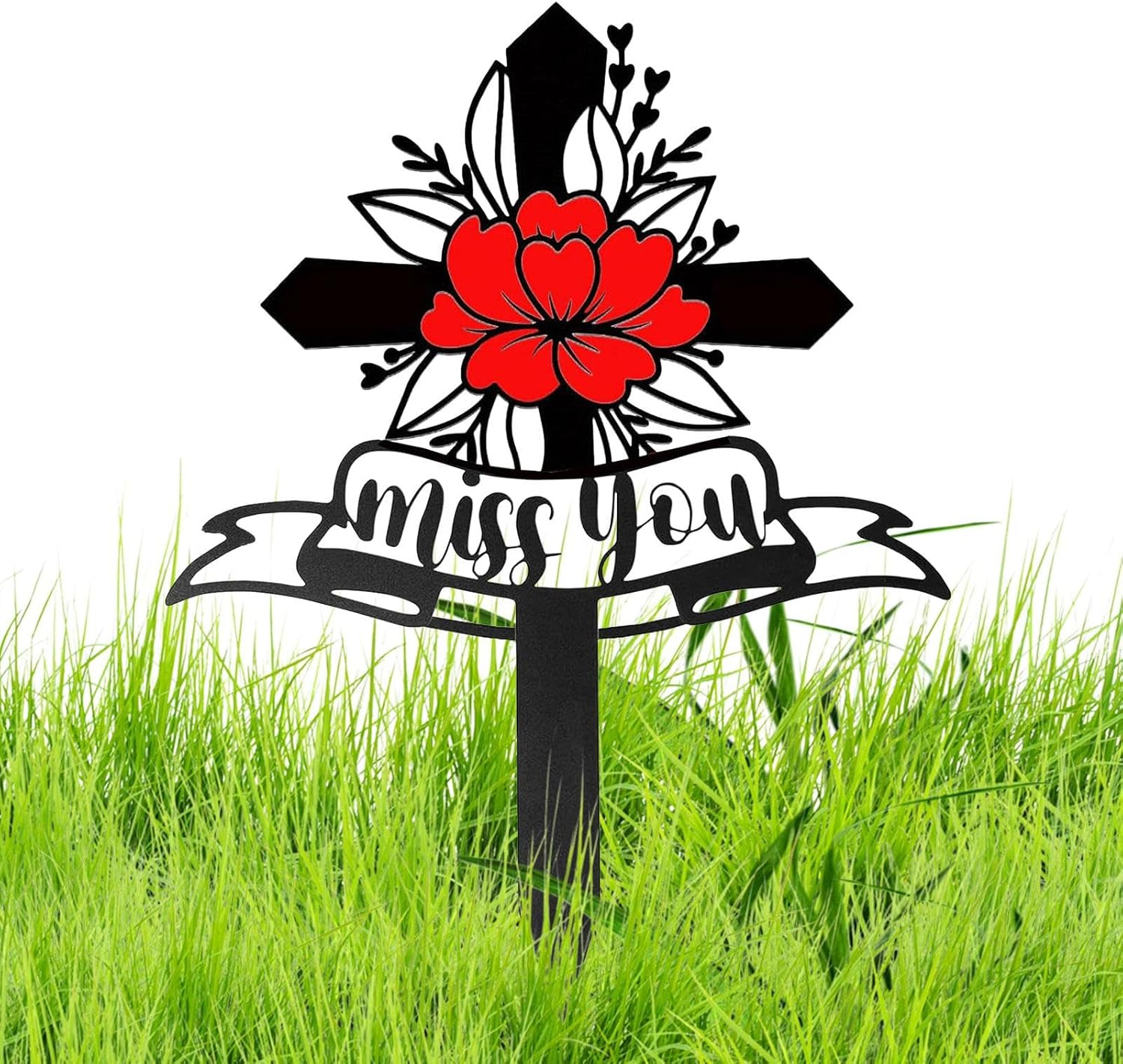 Grave Decorations for Cemetery,Metal Memorial Grave Marker - Elegant Large Grave Decor, Multipurpose Decor for Garden, Lawn, Cemetery, Funeral