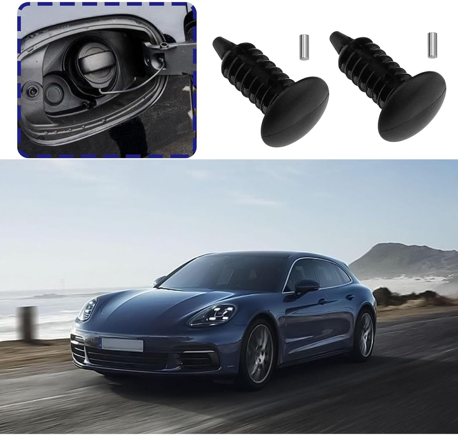 Roczential 2X Car Fuel Tank Cap Replacement Tether Oil Tank Cover Rope Anti-Lost Fuel Tank Cap Line Compatible with Fiat 500 Punto Panda Stilo Ducato Doblo, (Black) image number 3