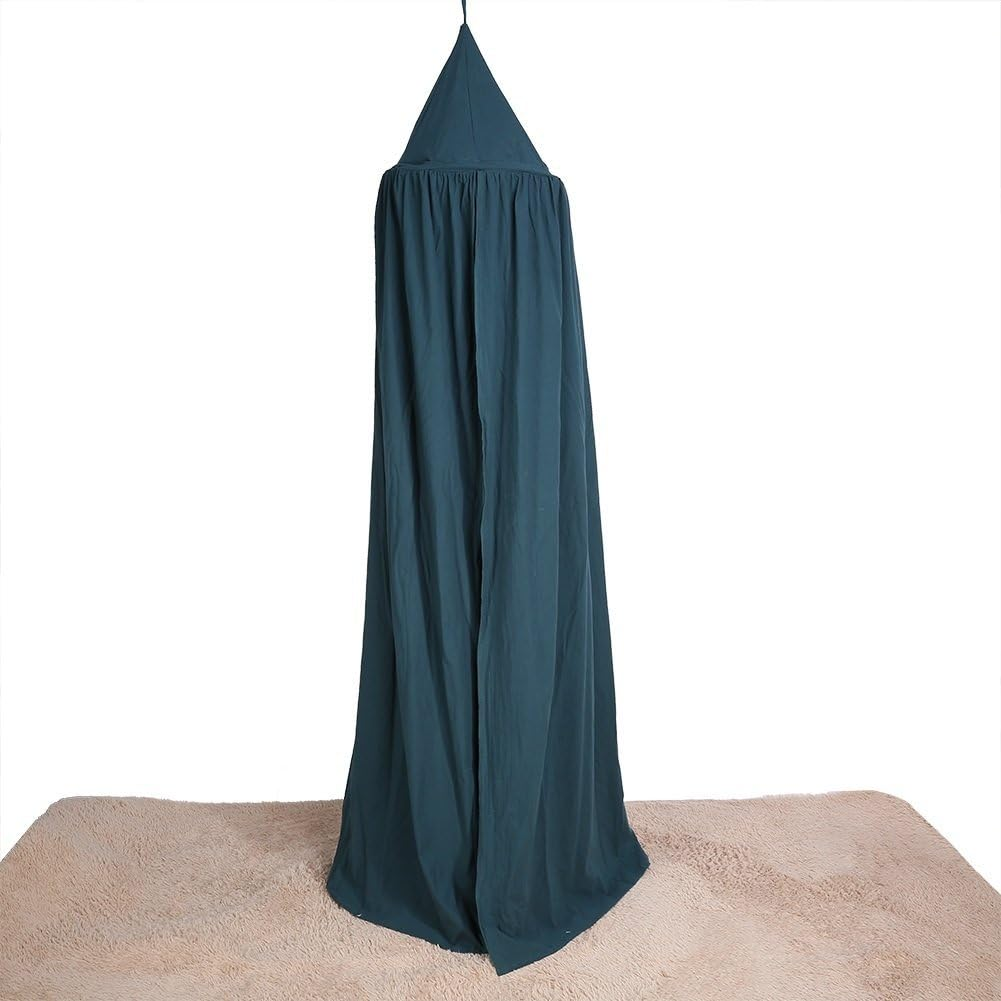 Round Cotton Bed Canopy, 235Cm Height, Dark Green, with Steel Ring and Hooks for Kids Reading Playing Sleeping Room Decoration