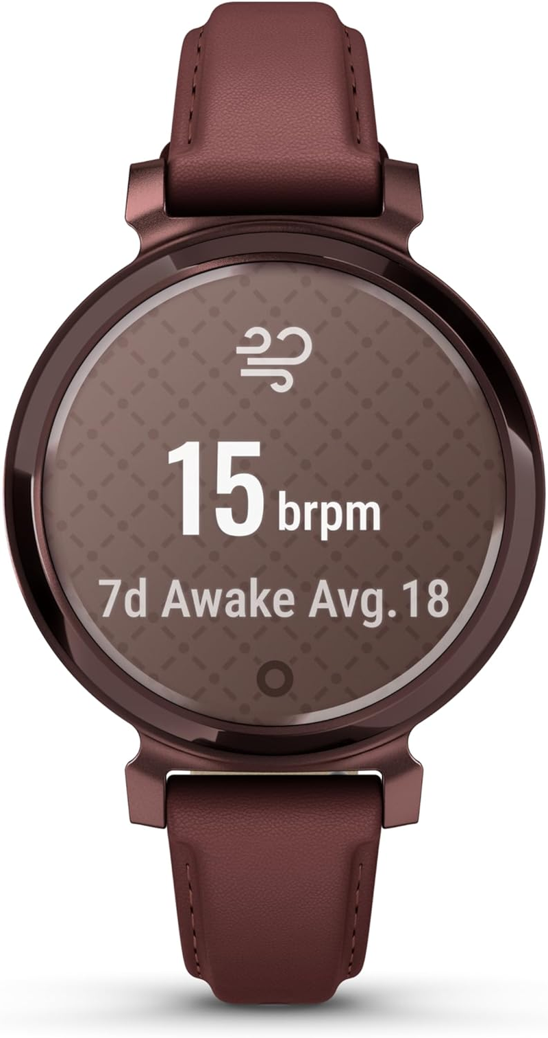 Garmin Lily&reg; 2 Classic, Dark Bronze with Mulberry Leather Band - Cream Gold With Coffee(Color) Fabric Band image number 6